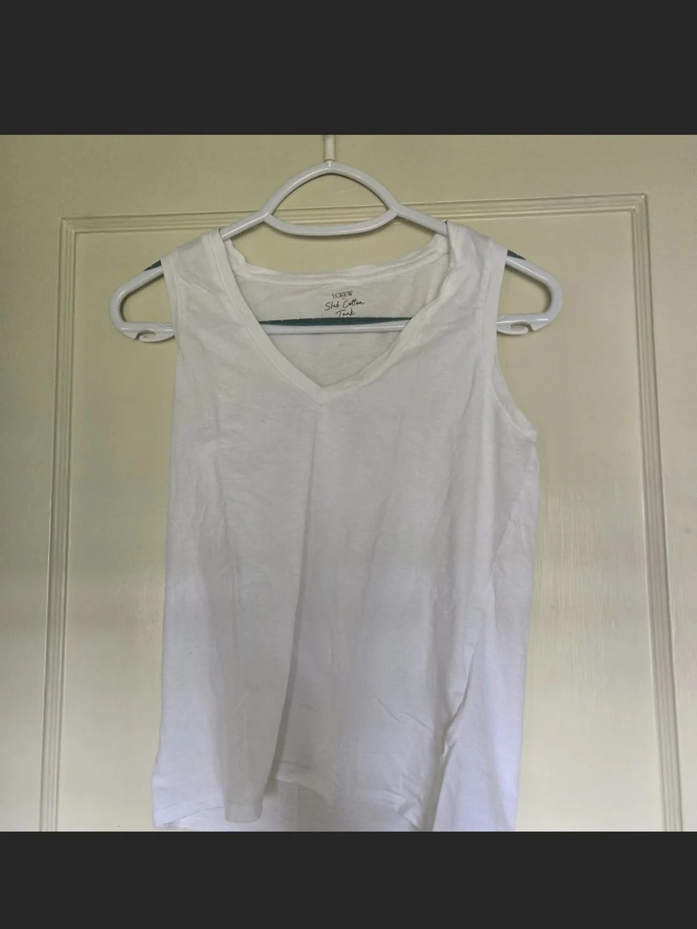 J. Crew White V-Neck Sleeveless Tank Top